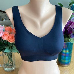 922 HONEYLOVE Black V Neck Size XL Removable Pads Wire Free Bra Side Boning